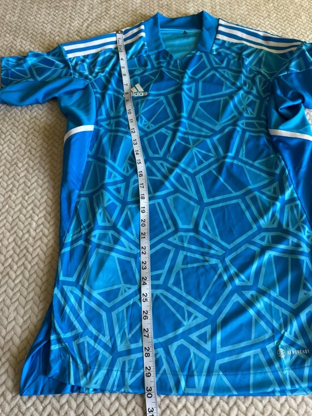 Adidas Men's Soccer Geometric Blue Jersey Medium
